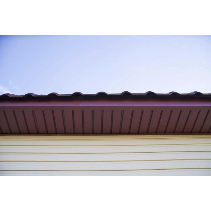 Софит металлический без перфорации 0,5 PurLite Мatt с пленкой RAL 8004 терракота